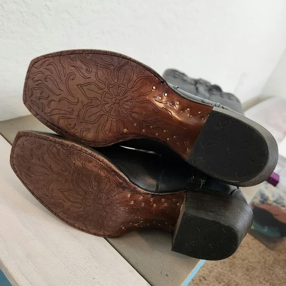 Tony Lama | Leather Riding Boots Black Size 7 Style VF3050 - Picture 4 of 7